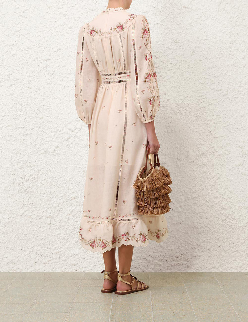 Zimmermann-Patience-Plunge-Midi-Dress-Cream-Pink-Rose-3 Zimmermann Patience Plunge Midi Dress Cream Pink Rose 3