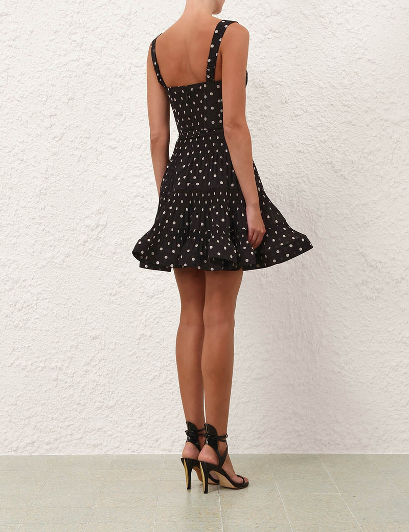 Zimmermann-Pleated-Draped-Mini-Dress-Black-Dot-3 Zimmermann Pleated Draped Mini Dress Black Dot 3