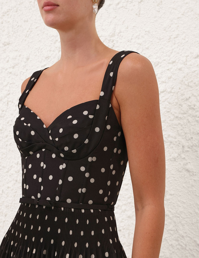 Zimmermann-Pleated-Draped-Mini-Dress-Black-Dot-4 Zimmermann Pleated Draped Mini Dress Black Dot 4