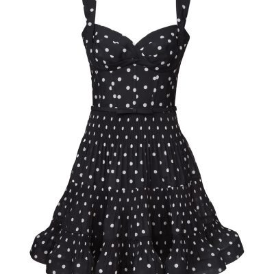 Zimmermann Pleated Draped Mini Dress - Black Dot