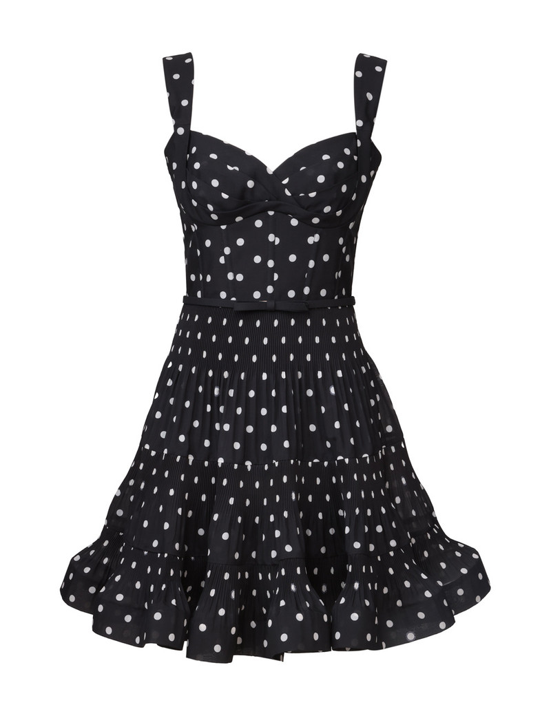 Zimmermann-Pleated-Draped-Mini-Dress-Black-Dot Zimmermann Pleated Draped Mini Dress - Black Dot