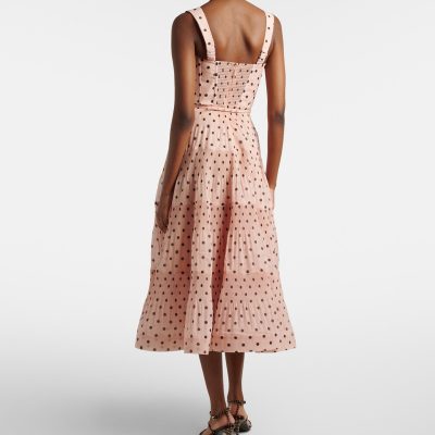 Zimmermann Polka Dot Pleated Bustier Dress Pink Dot 2