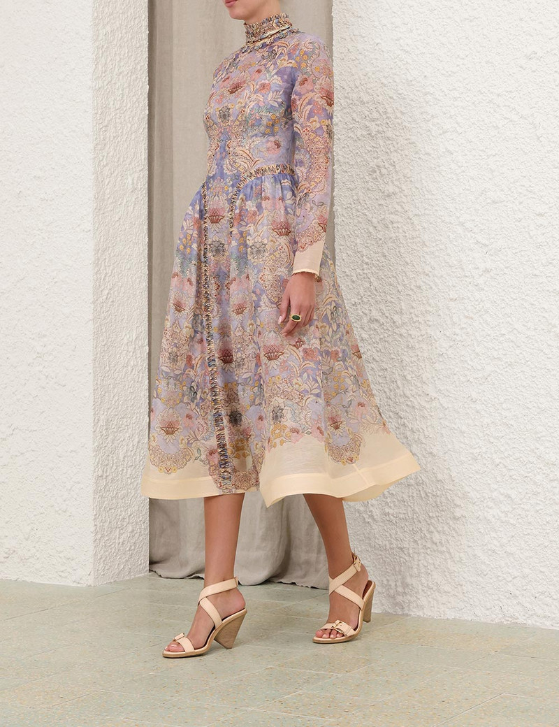 Zimmermann-Rebellion-Beaded-Midi-Dress-Blue-Floral-2 Zimmermann Rebellion Beaded Midi Dress Blue Floral 2