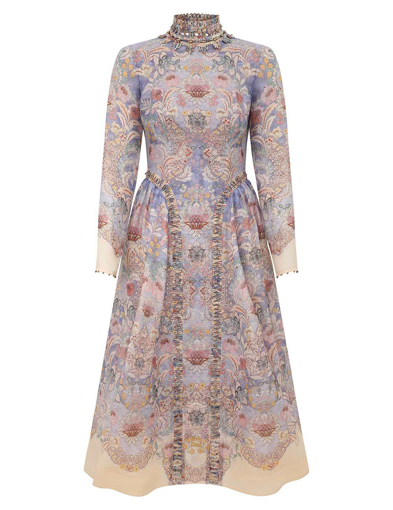 Zimmermann-Rebellion-Beaded-Midi-Dress-Blue-Floral Zimmermann Rebellion Beaded Midi Dress - Blue Floral