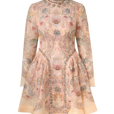 Zimmermann Rebellion Beaded Mini Dress - Pink Floral