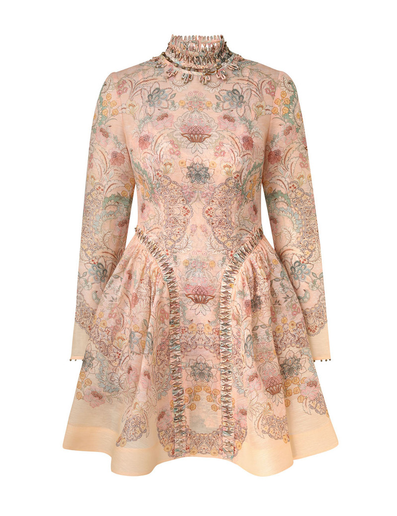 Zimmermann-Rebellion-Beaded-Mini-Dress-Pink-Floral Zimmermann Rebellion Beaded Mini Dress - Pink Floral