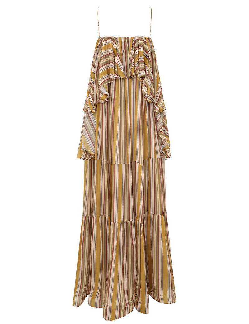 Zimmermann-Rebellion-Bohemian-Slip-Dress-Mustard-Stripe Zimmermann Rebellion Bohemian Slip Dress - Mustard Stripe