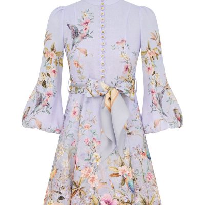 Zimmermann Rebellion Button Mini Dress - Blue Aviary
