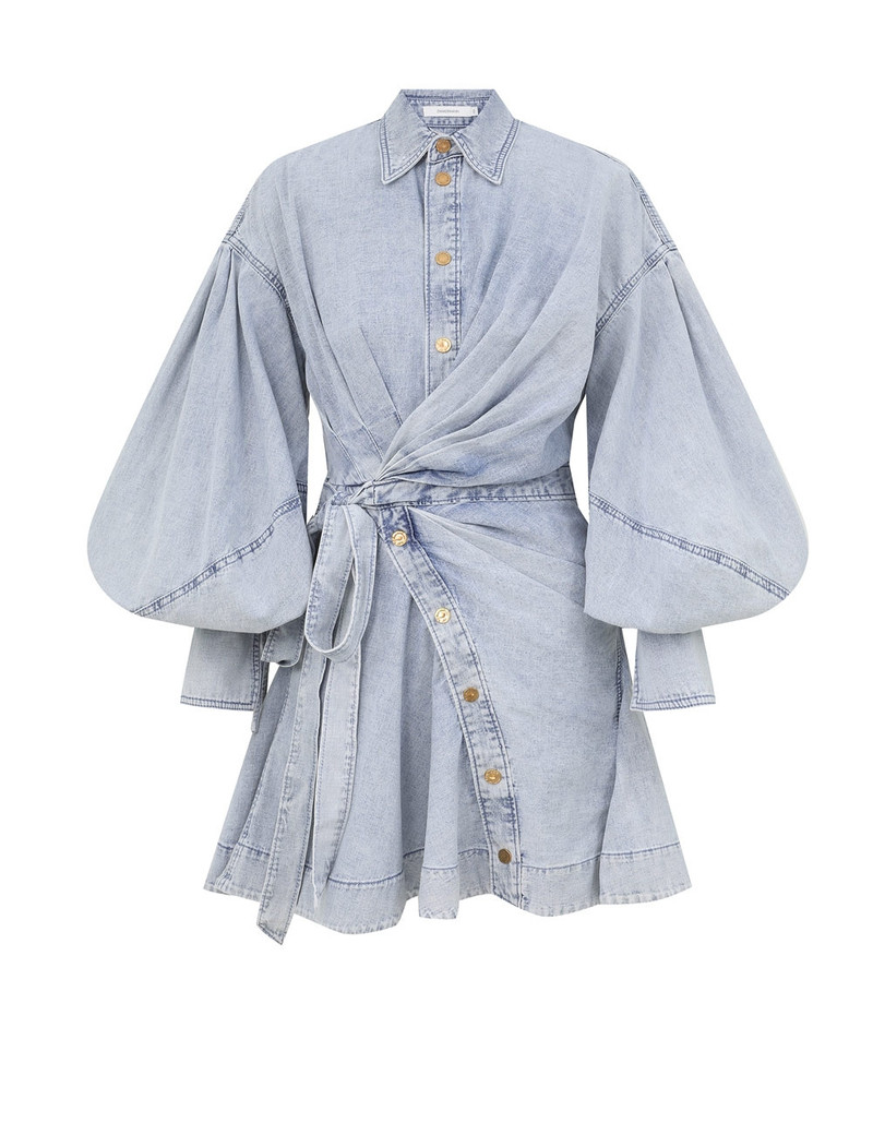 Zimmermann-Rebellion-Denim-Wrap-Mini-Castaway Zimmermann Rebellion Denim Wrap Mini - Castaway
