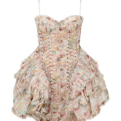 Zimmermann Rebellion Frayed Mini Dress - Mint Floral