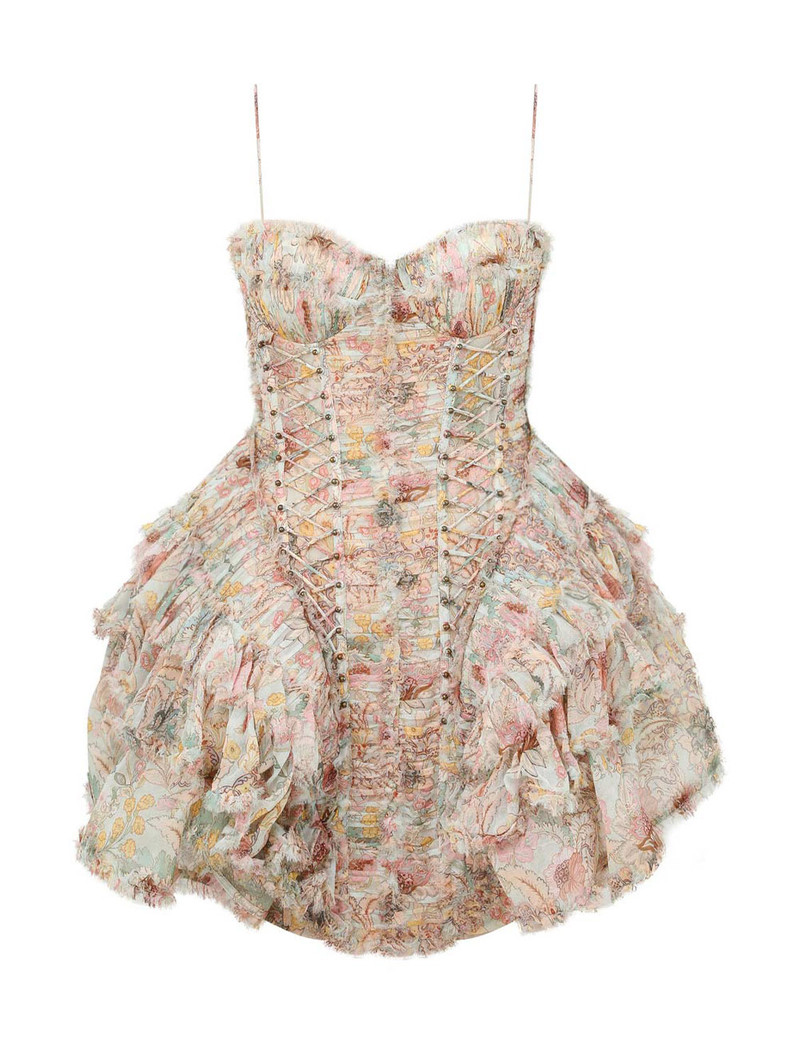 Zimmermann-Rebellion-Frayed-Mini-Dress-Mint-Floral Zimmermann Rebellion Frayed Mini Dress - Mint Floral