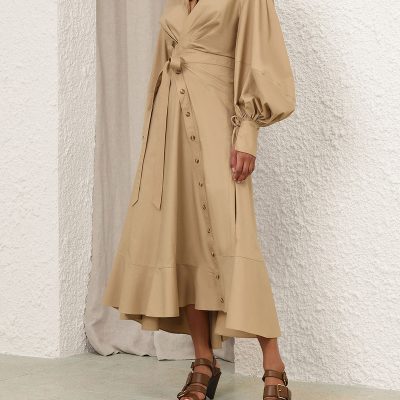 Zimmermann Rebellion Poplin Midi Dress - Olive 2 Zimmermann Rebellion Poplin Midi Dress Olive 2