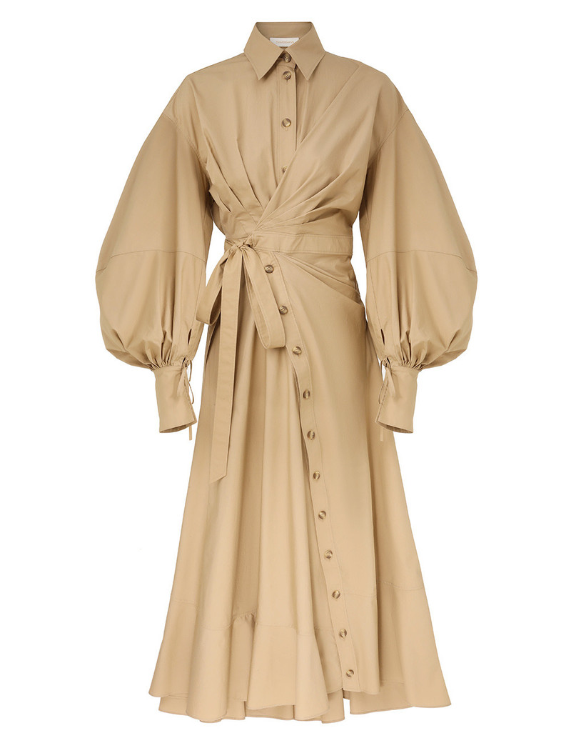Zimmermann-Rebellion-Poplin-Midi-Dress-Olive Zimmermann Rebellion Poplin Midi Dress - Olive