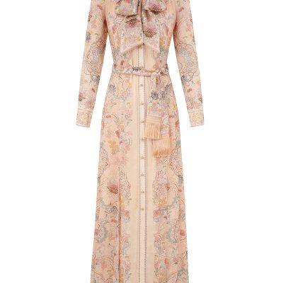 Zimmermann Rebellion Pussybow Shirt Dress - Pink Floral