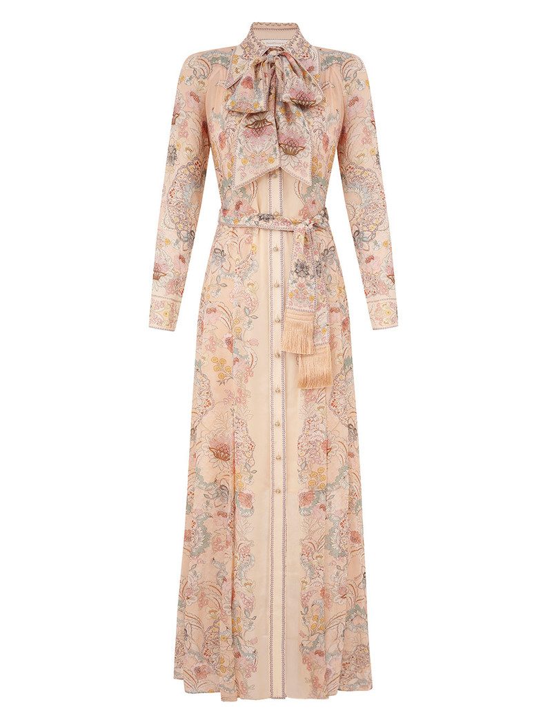 Zimmermann-Rebellion-Pussybow-Shirt-Dress-Pink-Floral Zimmermann Rebellion Pussybow Shirt Dress - Pink Floral