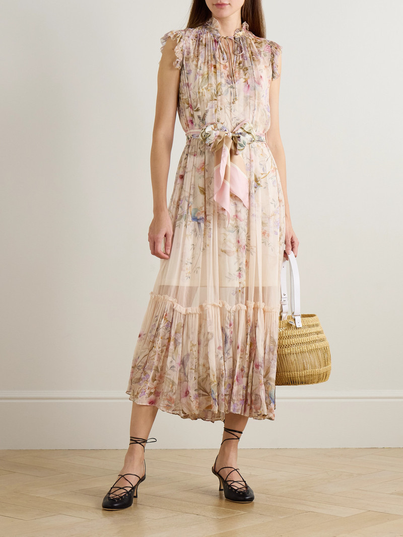 Zimmermann-Rebellion-Tie-Detailed-Ruffled-Printed-Chiffon-Maxi-Dress-Cream-1 Zimmermann Rebellion Tie Detailed Ruffled Printed Chiffon Maxi Dress Cream 1
