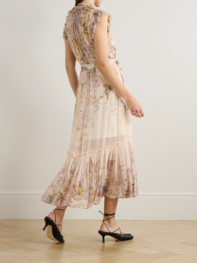 Zimmermann-Rebellion-Tie-Detailed-Ruffled-Printed-Chiffon-Maxi-Dress-Cream-2 Zimmermann Rebellion Tie Detailed Ruffled Printed Chiffon Maxi Dress Cream 2