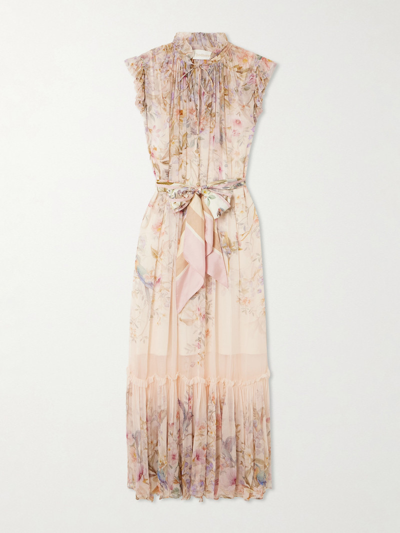 Zimmermann-Rebellion-Tie-Detailed-Ruffled-Printed-Chiffon-Maxi-Dress-Cream Zimmermann Rebellion Tie-Detailed Ruffled Printed Chiffon Maxi Dress - Cream