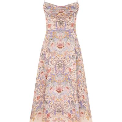 Zimmermann Rebellion Tuck Midi Dress - Blue Floral