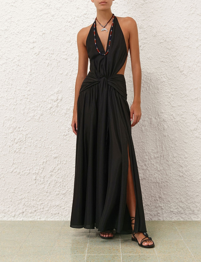 Zimmermann-Rhiannon-Plunge-Halter-Maxi-Black-1 Zimmermann Rhiannon Plunge Halter Maxi Black 1