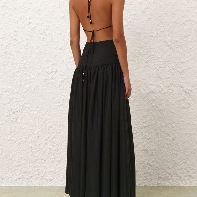 Zimmermann Rhiannon Plunge Halter Maxi - Black 3 Zimmermann Rhiannon Plunge Halter Maxi Black 3