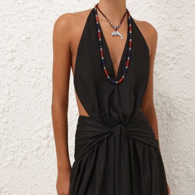 Zimmermann Rhiannon Plunge Halter Maxi - Black 4 Zimmermann Rhiannon Plunge Halter Maxi Black 4