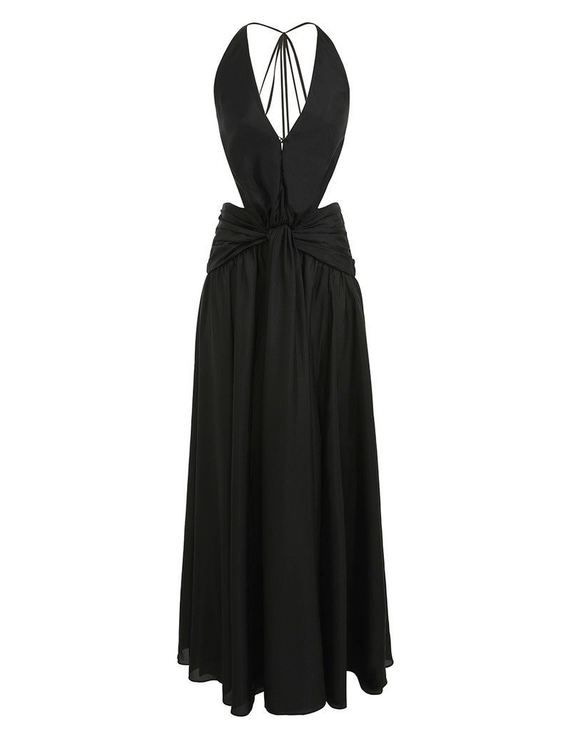 Zimmermann-Rhiannon-Plunge-Halter-Maxi-Black Zimmermann Rhiannon Plunge Halter Maxi - Black
