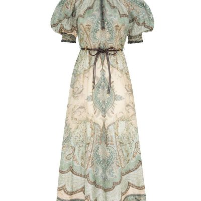 Zimmermann Wanderlust Billow Dress - Tapestry Teal Multi