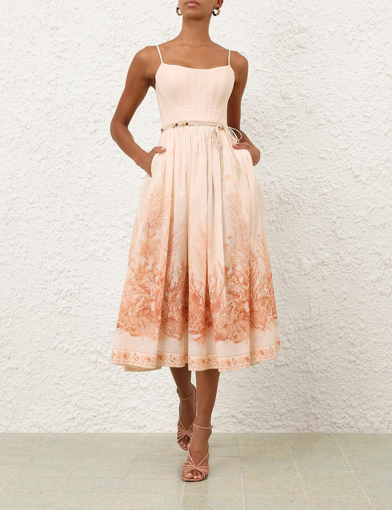 Zimmermann-Wanderlust-Corset-Midi-Dress-Coral-Toile-1 Zimmermann Wanderlust Corset Midi Dress Coral Toile 1