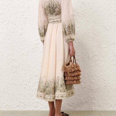 Zimmermann Wanderlust Wrap Midi Dress - Khaki Toile 3 Zimmermann Wanderlust Wrap Midi Dress Khaki Toile 3