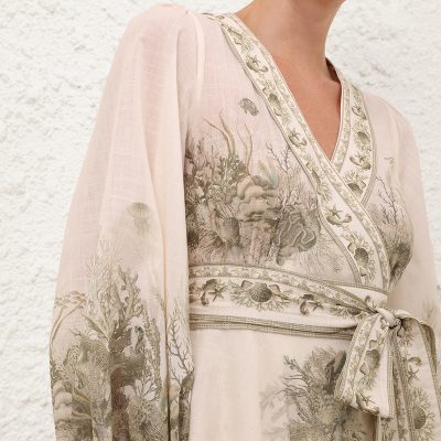 Zimmermann Wanderlust Wrap Midi Dress - Khaki Toile 4 Zimmermann Wanderlust Wrap Midi Dress Khaki Toile 4