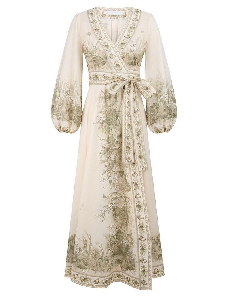 Zimmermann-Wanderlust-Wrap-Midi-Dress-Khaki-Toile Zimmermann Wanderlust Wrap Midi Dress - Khaki Toile