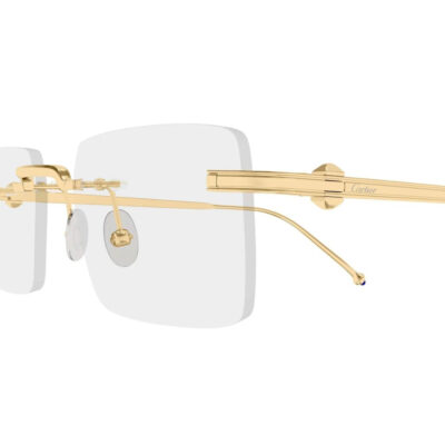 Cartier eyewear Pasha Square-Frame Gold-Tone Glasses - CT0619O 001 2 CARTIER 0619O 001 52 closeup