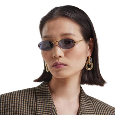 Fendi First Crystal F Logo Gold Oval Golden Gray FE4075US Sunglasses 3 FENDI 4075US 30V 54 model