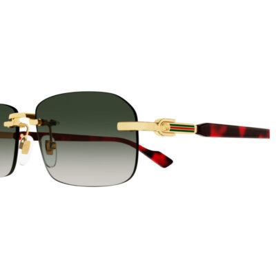 Gucci Men's GG1221S 006 Rimless Metal Rectangle Sunglasses 2 GUCCI 1221S 006 56 closeup